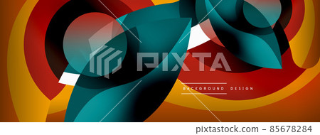 Creative geometric wallpaper. Minimal abstract background. Circle wave and round shapes composition vector illustration for wallpaper banner background or landing page 85678284
