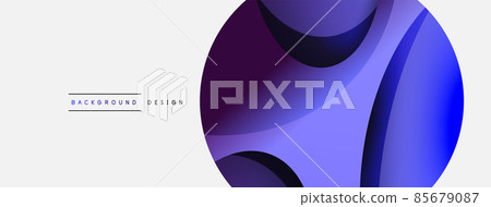 Creative geometric wallpaper. Minimal abstract background. Circle and wave composition vector illustration for wallpaper banner background or landing page 85679087