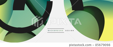 Creative geometric wallpaper. Minimal abstract background. Circle and wave composition vector illustration for wallpaper banner background or landing page Creative geometric wallpaper. Minimal abstract background. Circle and wave composition vector illustration for wallpaper banner background or landing page 85679098