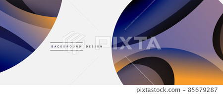 Creative geometric wallpaper. Minimal abstract background. Circle and wave composition vector illustration for wallpaper banner background or landing page Creative geometric wallpaper. Minimal abstract background. Circle and wave composition vector illustration for wallpaper banner background or landing page 85679287