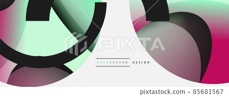 Creative geometric wallpaper. Minimal abstract background. Circle and wave composition vector illustration for wallpaper banner background or landing page 85681567