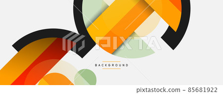 Geometric shapes composition abstract background. Circles lines and rectangles. Vector illustration for wallpaper banner background or landing page Geometric shapes composition abstract background. Circles lines and rectangles. Vector illustration for wallpaper banner background or landing page 85681922