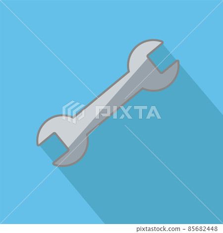Repair service icon. Gray wrench on blue with shadow icon concept. Repair logo 85682448