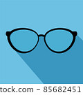 Glasses Icon. Vector illustration. Elements for Design. Glasses Icon on Blue  Background 85682451