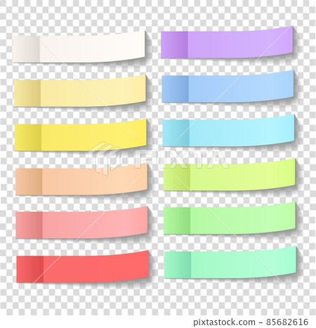 Post note sticky stickers with peel off corner isolated on a transparent background.  85682616