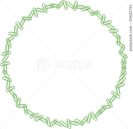 Circular frame of green paper clip Circular frame of green paper clip 85682761