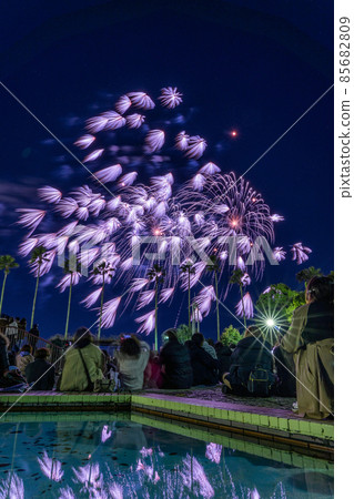 Winter fireworks at Nagoya Port and surrounding scenery Winter fireworks at Nagoya Port and surrounding scenery 85682809