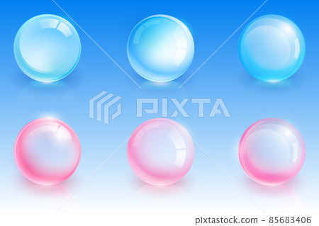 Shiny glass spheres, transparent crystal balls Shiny glass spheres, transparent crystal balls 85683406