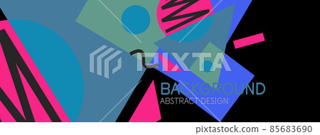 Abstract background. Blocks, lines, triangles, circles composition. Techno or business concept for wallpaper, banner, background, landing page Abstract background. Blocks, lines, triangles, circles composition. Techno or business concept for wallpaper, banner, background, landing page 85683690