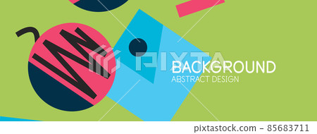 Abstract background. Blocks, lines, triangles, circles composition. Techno or business concept for wallpaper, banner, background, landing page 85683711