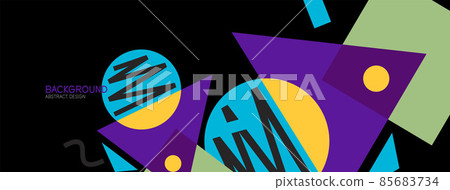 Abstract background. Blocks, lines, triangles, circles composition. Techno or business concept for wallpaper, banner, background, landing page 85683734