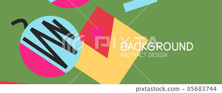 Abstract background. Blocks, lines, triangles, circles composition. Techno or business concept for wallpaper, banner, background, landing page 85683744