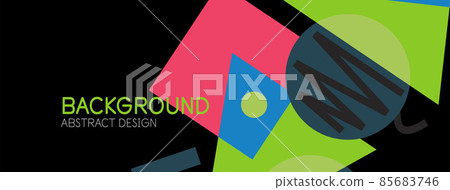 Abstract background. Blocks, lines, triangles, circles composition. Techno or business concept for wallpaper, banner, background, landing page Abstract background. Blocks, lines, triangles, circles composition. Techno or business concept for wallpaper, banner, background, landing page 85683746