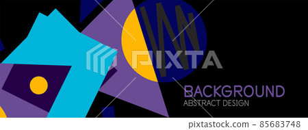 Abstract background. Blocks, lines, triangles, circles composition. Techno or business concept for wallpaper, banner, background, landing page Abstract background. Blocks, lines, triangles, circles composition. Techno or business concept for wallpaper, banner, background, landing page 85683748