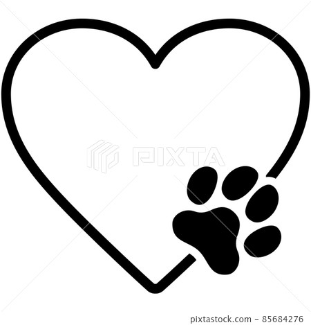 狗腳印和心（爪印。矢量圖） 85684276
