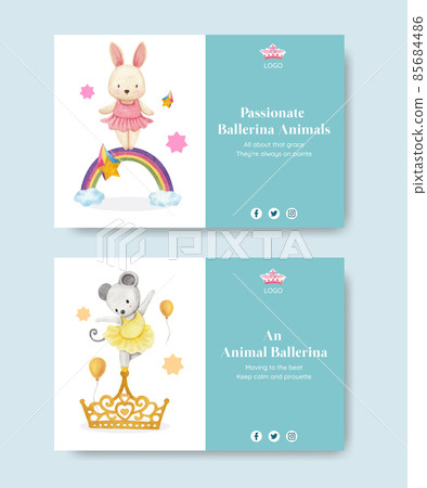 Facebook template with Fairy ballerinas animals concept,watercolor style Facebook template with Fairy ballerinas animals concept,watercolor style 85684486