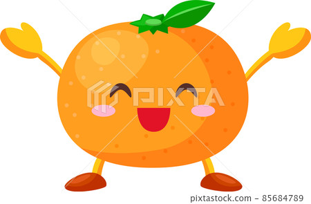 舉起雙手高興的可愛橘子的插圖 舉起雙手高興的可愛橘子的插圖 85684789