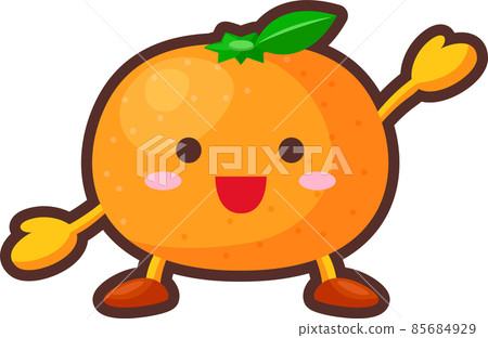 舉起一隻手的可愛橘子的插圖 85684929