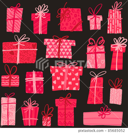Valentine's Day seamless pattern. Pink gift boxes. 85685052