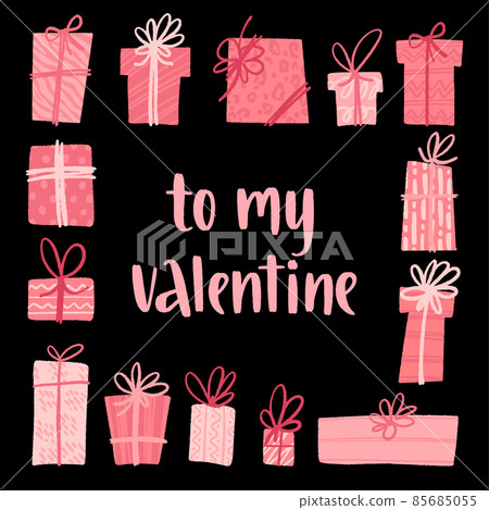 Happy Valentine's Day. Modern style calligraphy phrase. 85685055