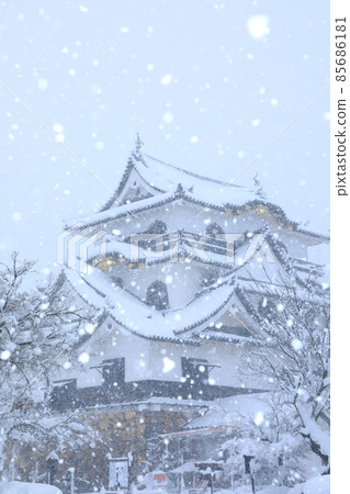 National treasure Hikone Castle snow scene 85686181