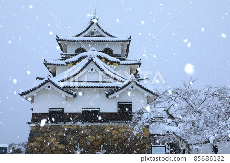National treasure Hikone Castle snow scene 85686182