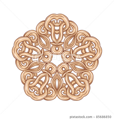 Interlacing circular abstract ornament in the medieval, romanesque style. 85686850