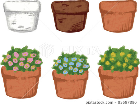簡單手繪花盆套裝 85687880