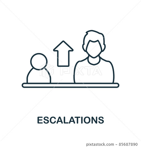 Escalations icon. Line element from customer relationship collection. Linear Escalations icon sign for web design, infographics and more. Escalations icon. Line element from customer relationship collection. Linear Escalations icon sign for web design, infographics and more. 85687890