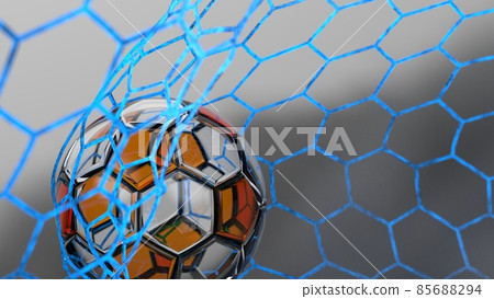 Gray soccer goal and black rain cloud over soccer ball Gray soccer goal and black rain cloud over soccer ball 85688294