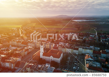 Cityscape of small european town, aerial view 85688750