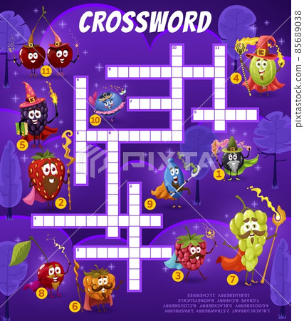 Crossword Worksheet With Cartoon Berry Wizard,... - Stock Illustration ...