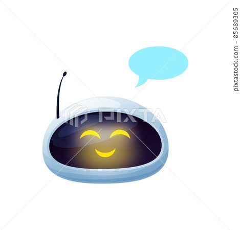 Chatterbot customer support service chatting bot with glowing eyes and speech bubble isolated cartoon character. Vector virtual online support chatbot ai assistant helper, messenger application robot Chatterbot customer support service chatting bot with glowing eyes and speech bubble isolated cartoon character. Vector virtual online support chatbot ai assistant helper, messenger application robot 85689305