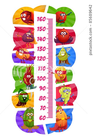Kids height chart cartoon fruit superheroes and... - Stock Illustration [85689642] - PIXTA
