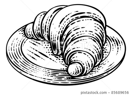 Croissant Pastry Bread Food Drawing Woodcut Croissant Pastry Bread Food Drawing Woodcut 85689656
