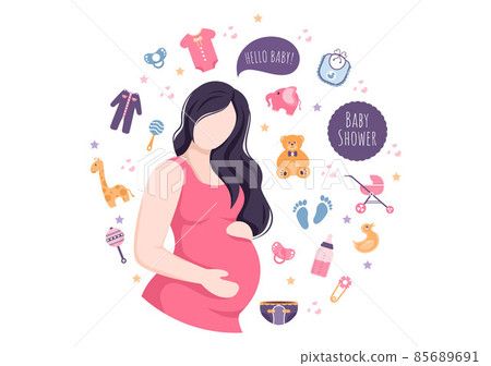 Baby Shower Little Boy or Girl with Cute Design Toys and Accessories Newborn Babies Background Illustration for Invitation and Greeting Cards Baby Shower Little Boy or Girl with Cute Design Toys and Accessories Newborn Babies Background Illustration for Invitation and Greeting Cards 85689691