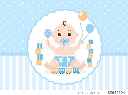 Baby Shower Little Boy or Girl with Cute Design Toys and Accessories Newborn Babies Background Illustration for Invitation and Greeting Cards Baby Shower Little Boy or Girl with Cute Design Toys and Accessories Newborn Babies Background Illustration for Invitation and Greeting Cards 85689694