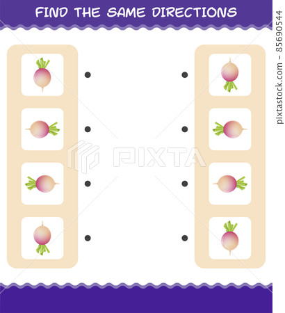 Match the same directions of turnip. Matching game. Educational game for pre shool years kids and toddlers 85690544