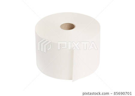 Toilet paper roll isolated on a white background. Cash register tape, slip receipt paper roll with clipping path. Rubber roll. White elastic band roll for sewing close-up. Fabric tape or cloth ribbon. Toilet paper roll isolated on a white background. Cash register tape, slip receipt paper roll with clipping path. Rubber roll. White elastic band roll for sewing close-up. Fabric tape or cloth ribbon. 85690701