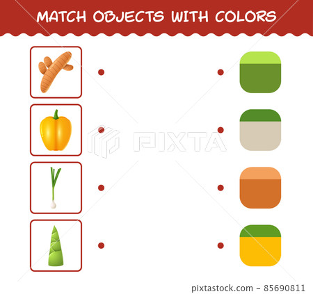 Match cartoon vegetables and colors. Matching game. Educational game for pre shool years kids and toddlers 85690811