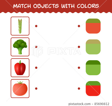 Match cartoon vegetables and colors. Matching game. Educational game for pre shool years kids and toddlers 85690812