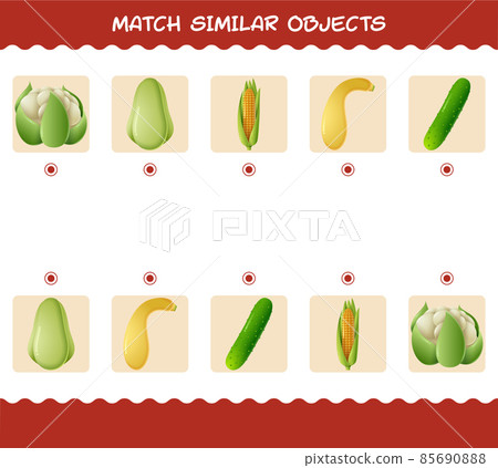 Match similar of cartoon vegetables. Matching game. Educational game for pre shool years kids and toddlers Match similar of cartoon vegetables. Matching game. Educational game for pre shool years kids and toddlers 85690888
