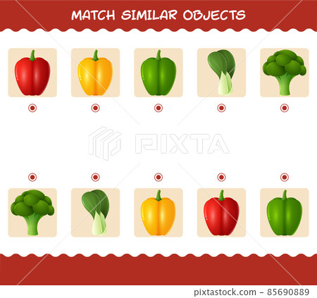 Match similar of cartoon vegetables. Matching game. Educational game for pre shool years kids and toddlers 85690889