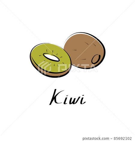 Kiwi vector cartoon flat illustration. Fresh fruit and vegetable logo Kiwi vector cartoon flat illustration. Fresh fruit and vegetable logo 85692102