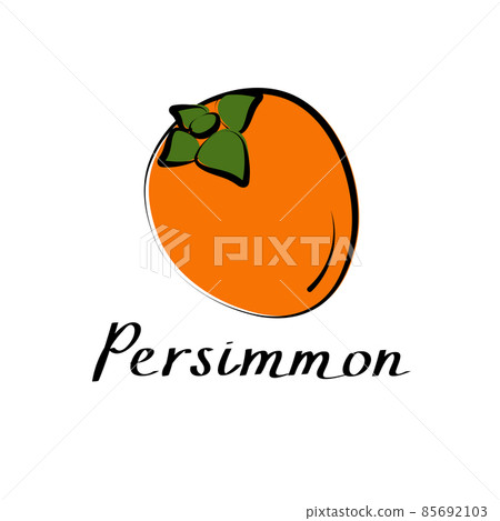 Persimmon vector cartoon flat illustration. Diospyros kaki sign. Fresh fruit and vegetable logo Persimmon vector cartoon flat illustration. Diospyros kaki sign. Fresh fruit and vegetable logo 85692103