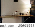 Hotel room. Wood finish. Beautiful interior with wooden doors 85693558