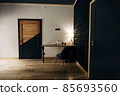 Hotel room. Wood finish. Beautiful interior with wooden doors 85693560