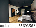 Hotel rooms. Wood finish. Beautiful nice interior 85693562