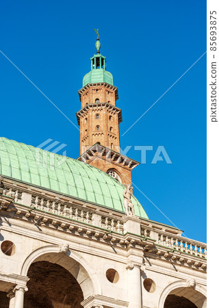 Basilica Palladiana and the Ancient Civic Tower in Vicenza Veneto Italy 85693875