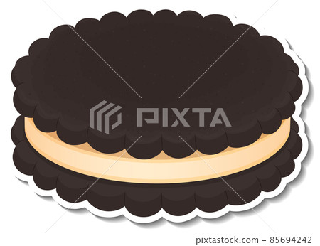 Black cookies sandwich with cream in cartoon style Black cookies sandwich with cream in cartoon style 85694242